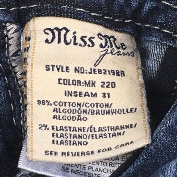 Miss Me Signature Bling Flap Pockets Low Rise Bootcut Jeans Womens Size 26 - Picture 5 of 7